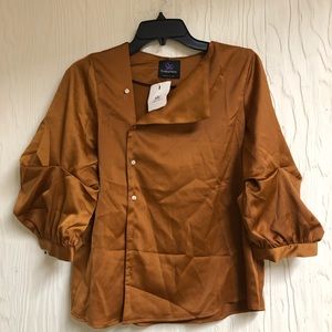 Plains & Prints Copper Gold Trendy Blouse